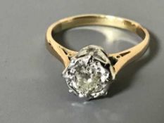 A 14 ct gold solitaire diamond ring, approximately 0.6 carat.