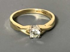 18ct solitaire diamond ring, approximately .23ct. 3.