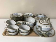 A Japanese egg shell tea service