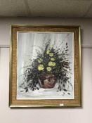 A gilt framed oil on panel - still life by T.