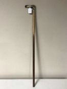 A sword stick with silver mounted antler grip