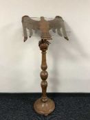 A carved oak lectern
