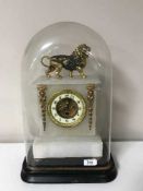 An alabaster and gilt metal mounted mantel clock,