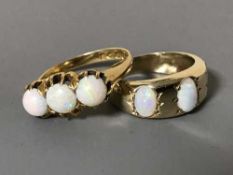 An antique 18ct gold opal set ring,