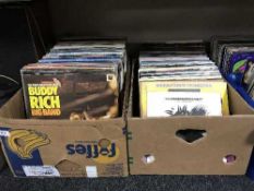 Two large boxes of LP records - rock and pop