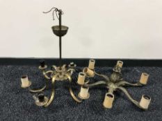 Two continental brass light fittings