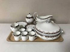 A tray containing twenty-five pieces of Wedgwood Medici coffee china and dinner ware