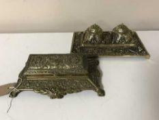 Two brass embossed desk stands