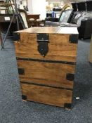 A metal bound hardwood storage box