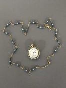 Superb quality 18ct fob set champleve enamel and diamonds with matching 18ct enamel necklace set