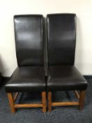 A set of six contemporary leather high backed dining chairs