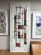 A contemporary oil on canvas - in the style of Mondrian initialled J.P.