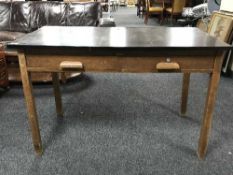 An oak two drawer work table