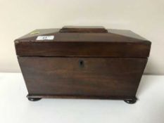 A Victorian mahogany sarcophagus tea caddy