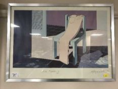 A chrome framed colour print entitled Good Morning signed Geoffrey Edwards,