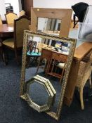 A pine framed hall mirror,