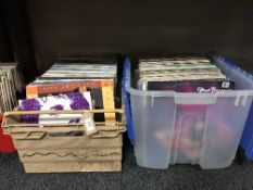 Two boxes of LP records - The Beatles, Neil Young,