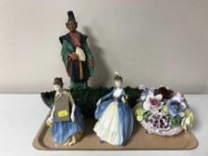 A tray of a Bossons Mikado figure, Sylvac bowl, Nao duck,