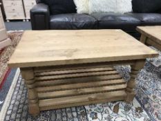 A pine coffee table with undershelf