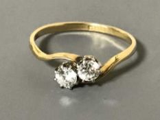 18ct two stone diamond twist ring (old cut) - approximately .