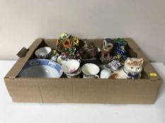 Two boxes of assorted tea china and tea plates, Leonardo teapot, flower posies,