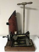A Singer hand sewing machine in mahogany case,