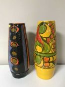 Two large Poole pottery vases