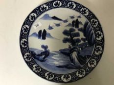 A Japanese Meiji blue and white charger