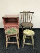 A pink loom bedside cabinet,