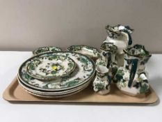 A tray containing eleven pieces of Masons Chartreuse china