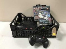 A box containing Sega Megadrive 2 with controller and games,