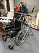 A folding light weight wheel chair and a Gazelle strider