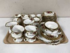 Thirty five pieces of Royal Albert Old Country Roses tea china