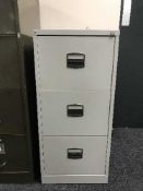 Three drawer metal filing chest with key
