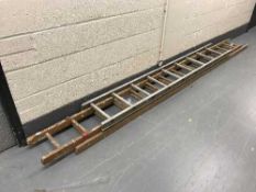 An aluminium extension ladder