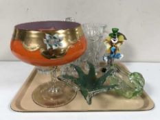 A tray of lead crystal vases and decanter,