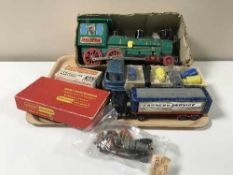 A tray containing assorted toys including a Corgi Chitty Chitty Bang Bang with figures,