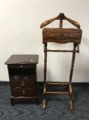 A reproduction mahogany valet stand and a Stag Minstrel bedside stand