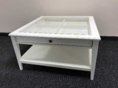AN Ikea glass top display coffee table fitted a drawer