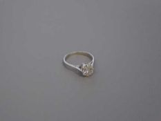 An 18ct white gold diamond solitaire ring, 2.8g, approximately 1ct, size M.
