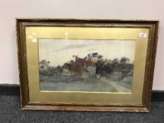 Caroline (Paterson) Sharpe : A Sussex Homestead, watercolour, signed, 32 cm x 56 cm,