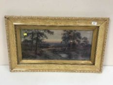 A pair of antiquarian gilt framed prints - sheep in rural landscape