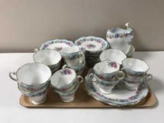 A tray of forty three piece Foley bone china cornflower pattern tea service