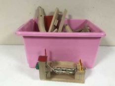 Two boxes of Brio train track, plastic track,