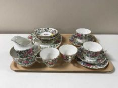 A tray containing nineteen pieces of Crown Staffordshire bone china