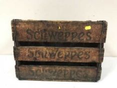 Two vintage wooden Schweppes crates