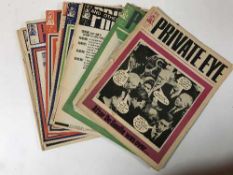 Ten issues of Private Eye magazine late 1960's/early 1970's