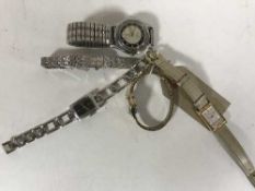 Five wristwatches by Exactus, Sekonda, Regency, Seiko, etc., all with straps.