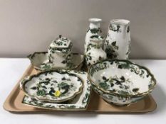 A tray containing nine pieces of Masons Chartreuse china