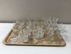 A tray containing assorted leads crystal drinking glasses,